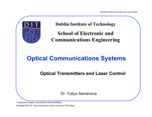 Transmitters and Laser Control