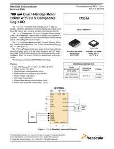 MPC17531A, 700 mA Dual H-Bridge Motor Driver with 3.0 V