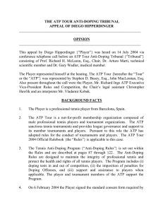 the atp tour anti-doping tribunal appeal of diego