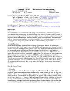Astronomy 351/392J Astronomical Instrumentation