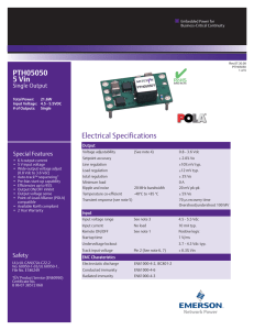 PTH05050 5 Vin Electrical Specifications