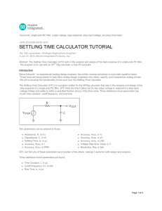 Settling Time Calculator Tutorial - Application Note