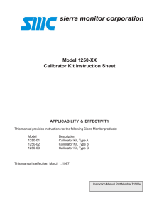 Calibrator Manual - 1250-XX Calibrator Kit