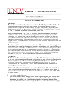 UNLV Student Conduct Code - University of Nevada, Las Vegas