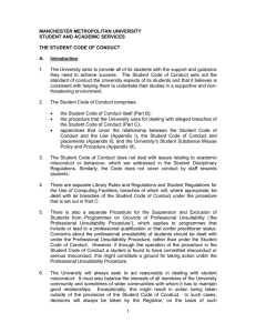 MMU Student Code of Conduct - Manchester Metropolitan University