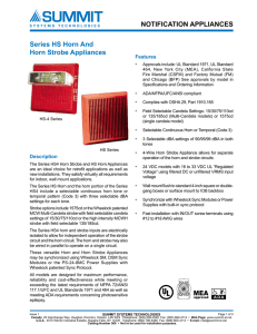 NOTIFICATION APPLIANCES Series HS Horn And Horn Strobe