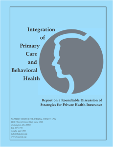 Integration of Primary Care and Behavioral Health