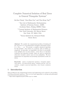 Complete Numerical Isolation of Real Zeros in General Triangular