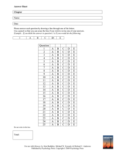 Score Sheet (print as transparency and place over answer sheets)