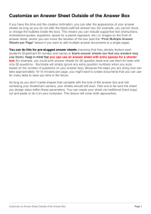 Customize an Answer Sheet Outside of the Answer Box