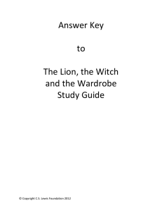 Answer Key to The Lion, the Witch and the Wardrobe Study Guide
