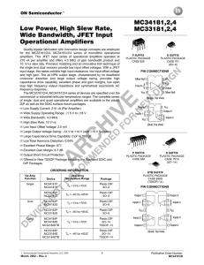 Low Power, High Slew Rate, Wide Bandwidth, JFET Input