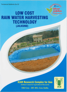 Low Cost Rain Water Harvesting Technology - ICAR