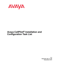 Avaya CallPilot® Installation and Configuration Task List