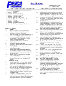 Specifications - Foremost Buildings, Inc.