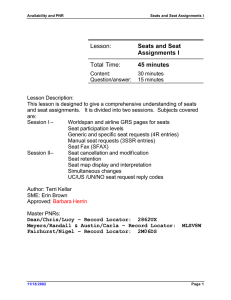 Lesson: Seats and Seat Assignments I Total Time: 45 minutes