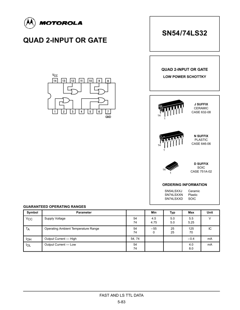 5x Porta Logica Fairchild 74AC32PC - Quad 2-Input OR Gate, DIP14, Nuovo