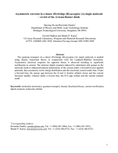 Asymmetric currents in a donor (D)-bridge (B)