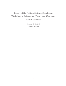 Report of the National Science Foundation Workshop on Information