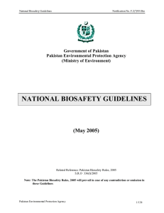 Pakistan - National Biosafety Guidelines, Pakistan Environmental