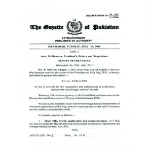 (Arbitration Agreements and Foreign Arbitral) Awards Ordinance, 2005
