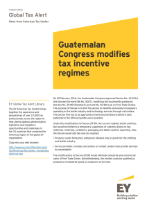 Guatemalan Congress modifies tax incentive regimes