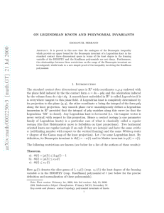 ON LEGENDRIAN KNOTS AND POLYNOMIAL INVARIANTS