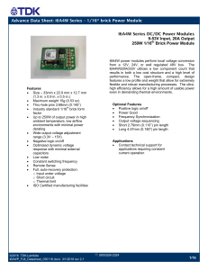 Advance Data Sheet: i6A4W Series – 1/16th brick Power Module