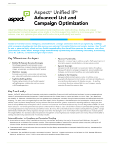 Aspect® Unified IP® Advanced List and Campaign Optimization