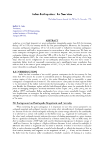 Indian Earthquakes : An Overview ABSTRACT 1.0 INTRODUCTION