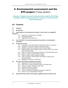 6. Environmental assessment and the BTC project (Turkey section)
