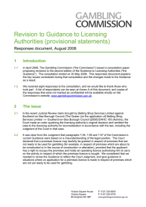 Revision to guidance to licensing authorities (provisional statements