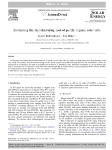Estimating the manufacturing cost of purely organic solar cells