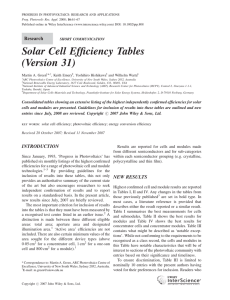 Solar cell efficiency tables (Version 31)