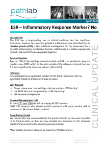 ESR Inflammatory Response Marker No - Pathlab