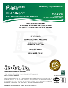ICC Report ESR-2598 - Coronado Stone Products