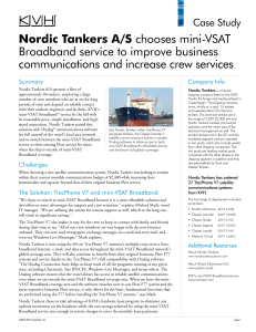 Nordic Tankers A/S chooses mini-VSAT Broadband service to