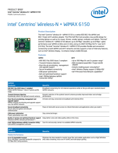 Intel Centrino Wireless-N + WiMAX 6150 Product Brief