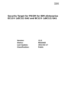 Security Target for PR/SM for IBM zEnterprise EC12