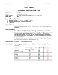 Course Outline For Physics 2B