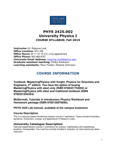 PHYS 2425.002 University Physics I