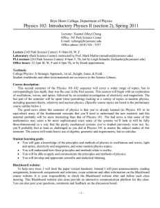 Physics 102: Introductory Physics II (section 2), Spring 2011