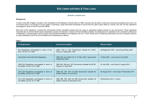 EIA Listed Activities and Timelines