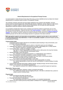 Inherent Requirements for Occupational Therapy Courses To assist