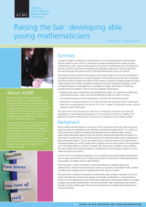 Raising the bar: developing able young mathematicians