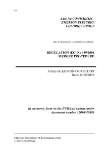 Case No COMP/M.5886 - EMERSON ELECTRIC/ CHLORIDE