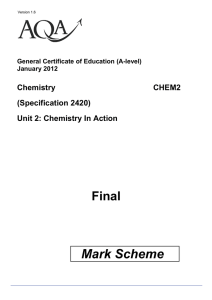 A Level Chemisty Mark Scheme Unit 2 JAN 2012