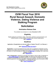 OVW Fiscal Year 2016 rural Sexual Assault, Domestic Violence