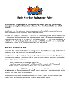 Model Kits - Part Replacement Policy