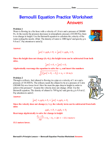 Bernoulli Equation Practice Worksheet Answers